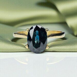 14K Gold Natural Blue Sapphire Ring - 1 Carat T.W. -VINTAGE Solitaire Size 6.5